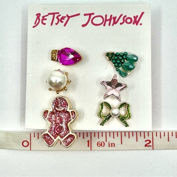 Betsey Johnson ‘Feliz Navidad’ Gingerbread Man Necklace; Stud Earrings Set NWT - Picture 13 of 16